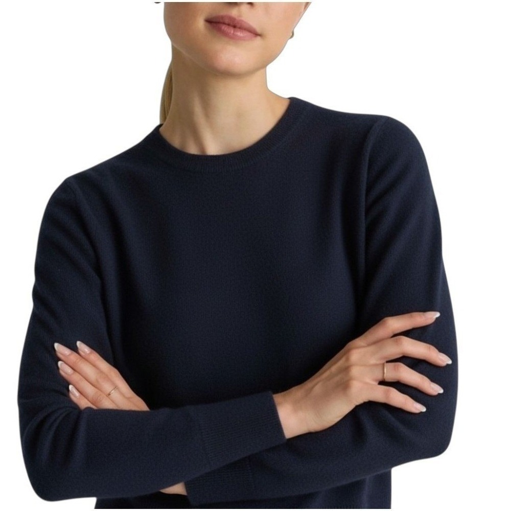 Quince Women XS NWT Cashmere Crewneck Sweater Navy Blue Quiet Lux Minimal Prepp